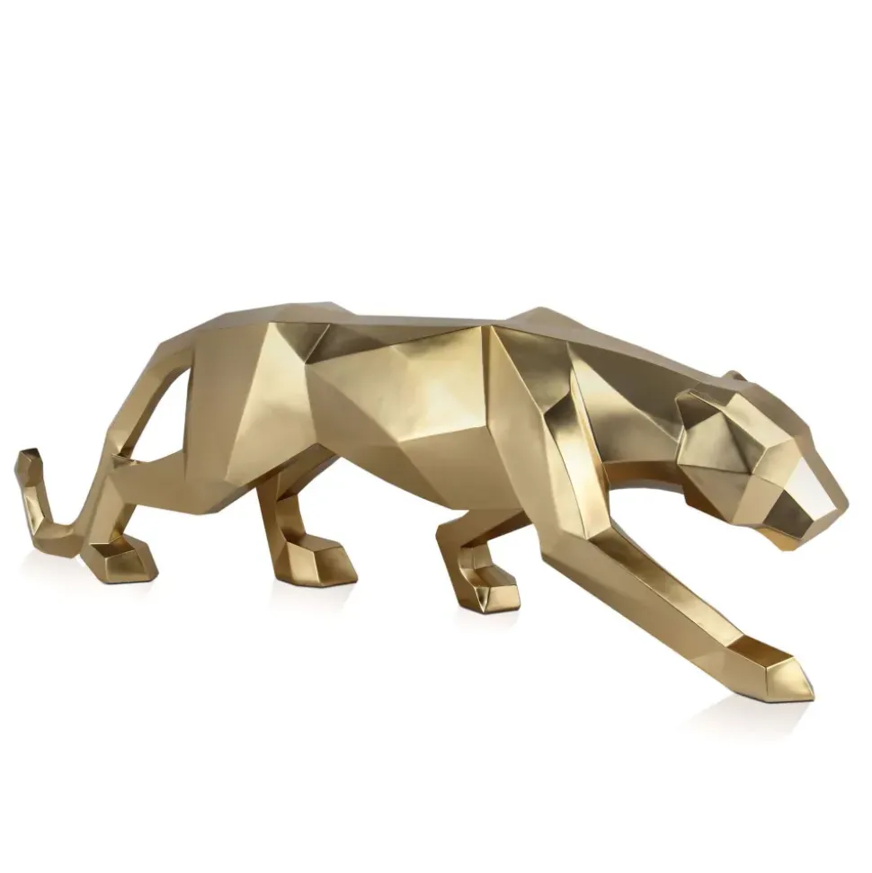 Polygon Panther 31cm Gold Resin Indoor Sculpture