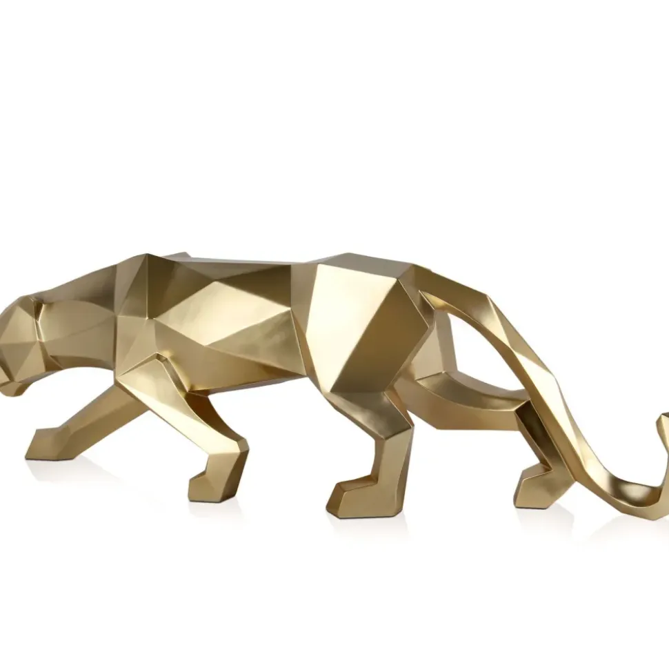Polygon Panther 31cm Gold Resin Indoor Sculpture
