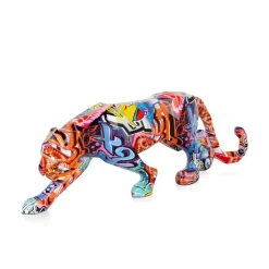 Polygon Panther 14cm Graffiti Resin Indoor Sculpture