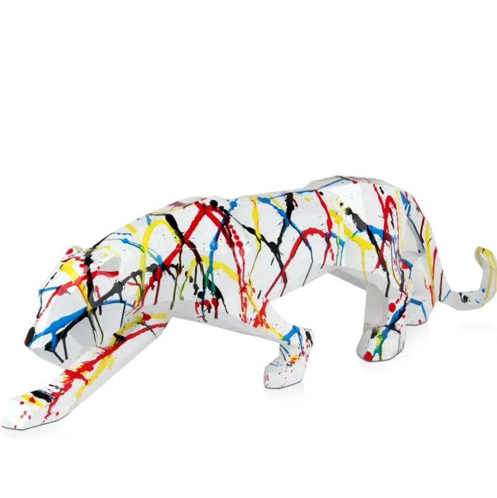 Polygon Panther 31cm Multicoloured Resin Indoor Sculpture