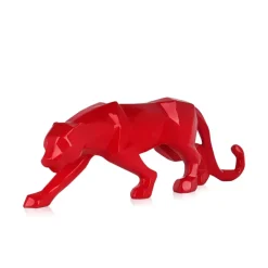 Polygon Panther 14cm Red Resin Indoor Sculpture