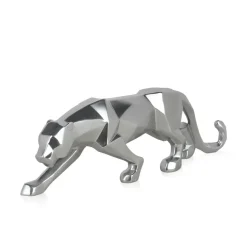 Polygon Panther 14cm Silver Resin Indoor Sculpture