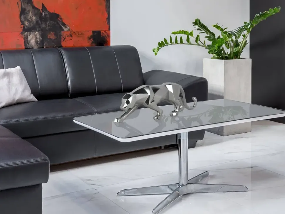 Polygon Panther 14cm Silver Resin Indoor Sculpture