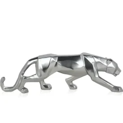 Polygon Panther 14cm Silver Resin Indoor Sculpture
