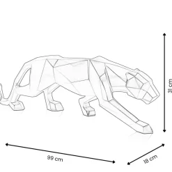 Polygon Panther 31cm Silver Resin Indoor Sculpture