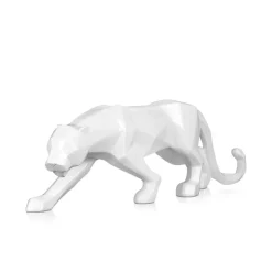 Polygon Panther 14cm White Resin Indoor Sculpture