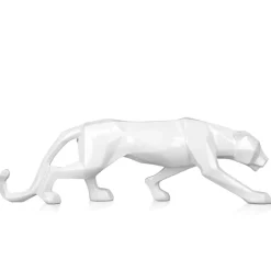 Polygon Panther 14cm White Resin Indoor Sculpture