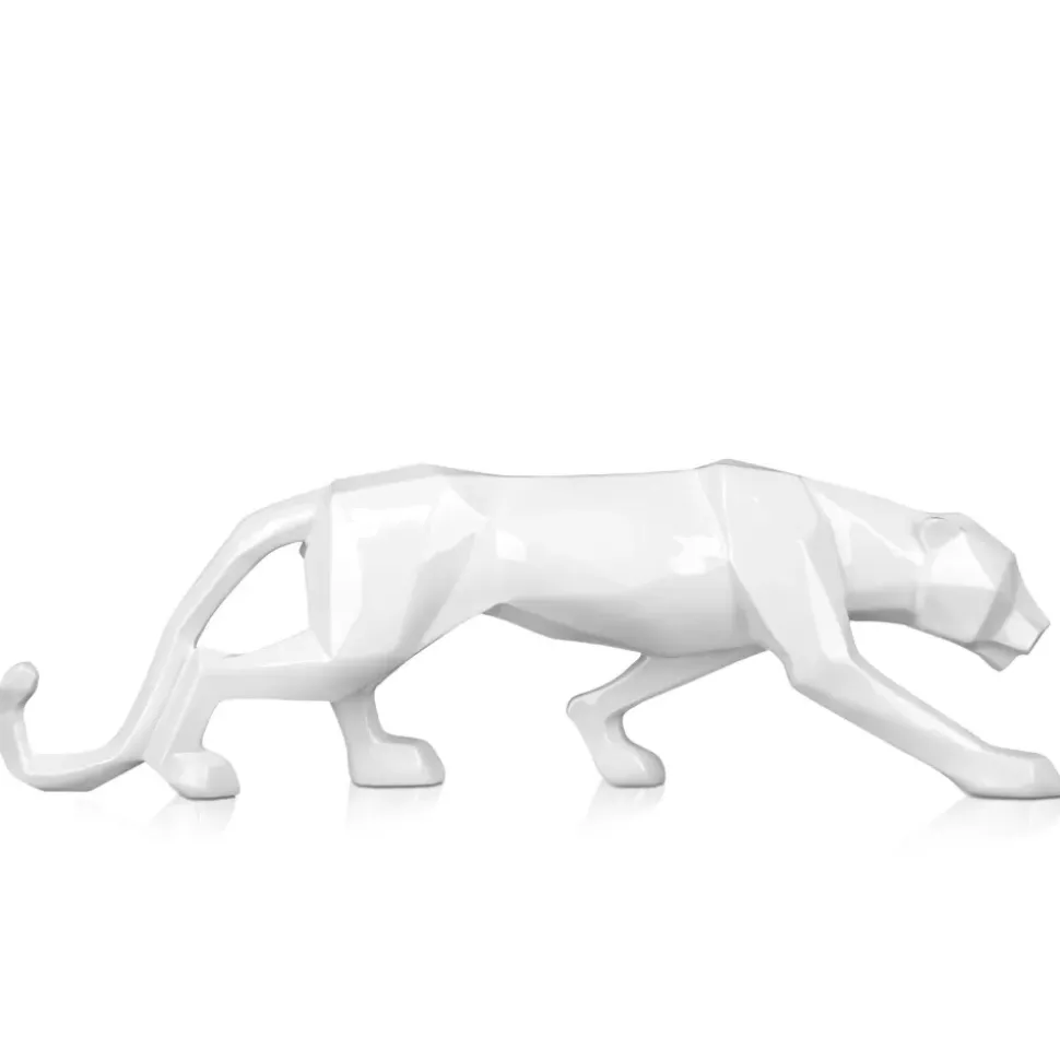 Polygon Panther 14cm White Resin Indoor Sculpture