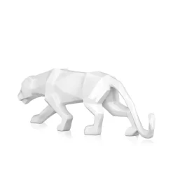Polygon Panther 14cm White Resin Indoor Sculpture