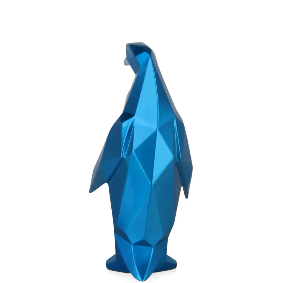 Polygon Penguin 35cm Blue Resin Indoor Sculpture