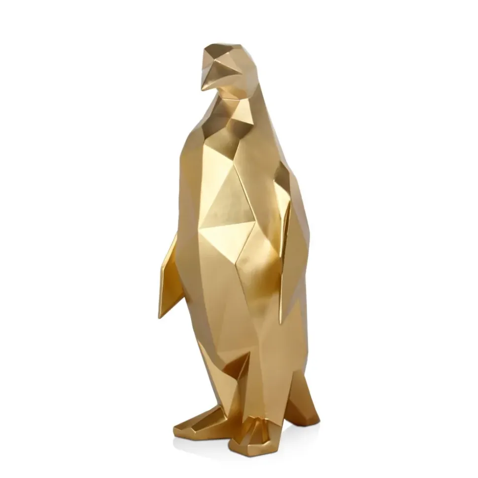 Polygon Penguin 50cm Gold Resin Indoor Sculpture