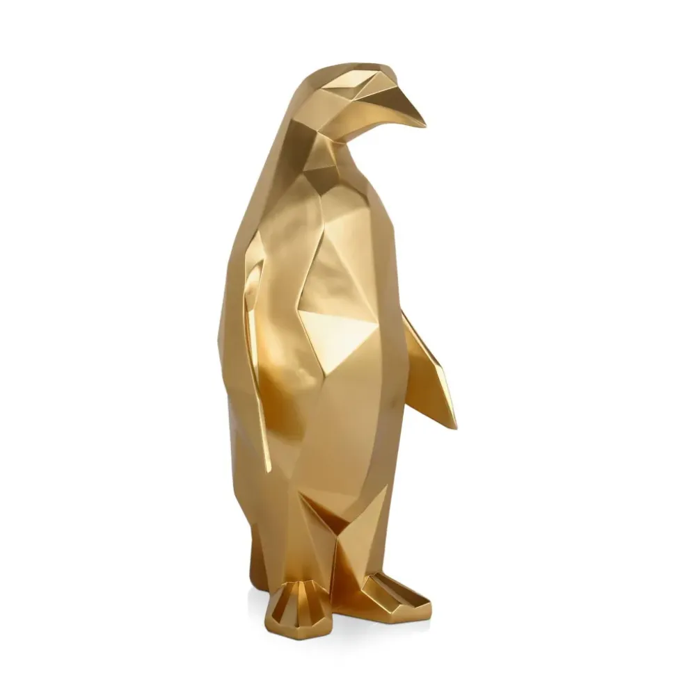 Polygon Penguin 50cm Gold Resin Indoor Sculpture