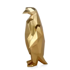 Polygon Penguin 50cm Gold Resin Indoor Sculpture