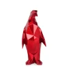 Polygon Penguin 35cm Red Resin Indoor Sculpture