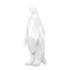 Polygon Penguin 50cm White Resin Indoor Sculpture