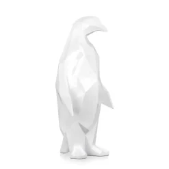 Polygon Penguin 50cm White Resin Indoor Sculpture