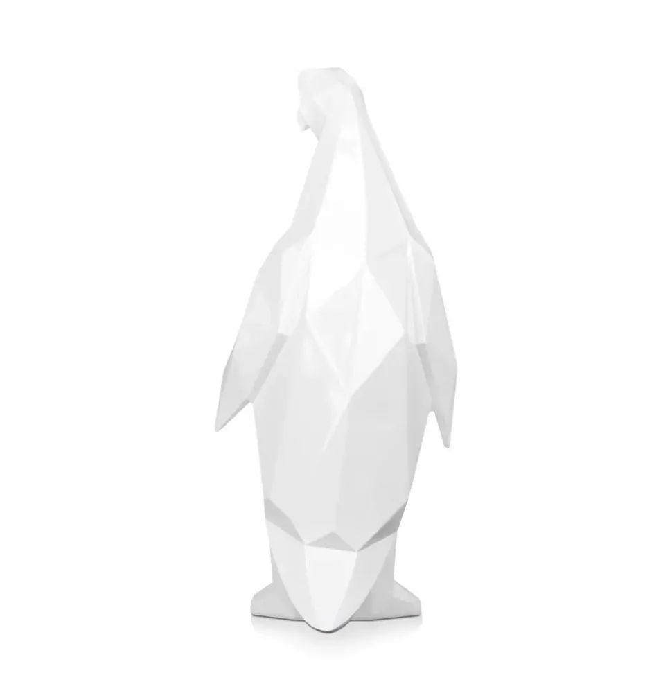 Polygon Penguin 50cm White Resin Indoor Sculpture
