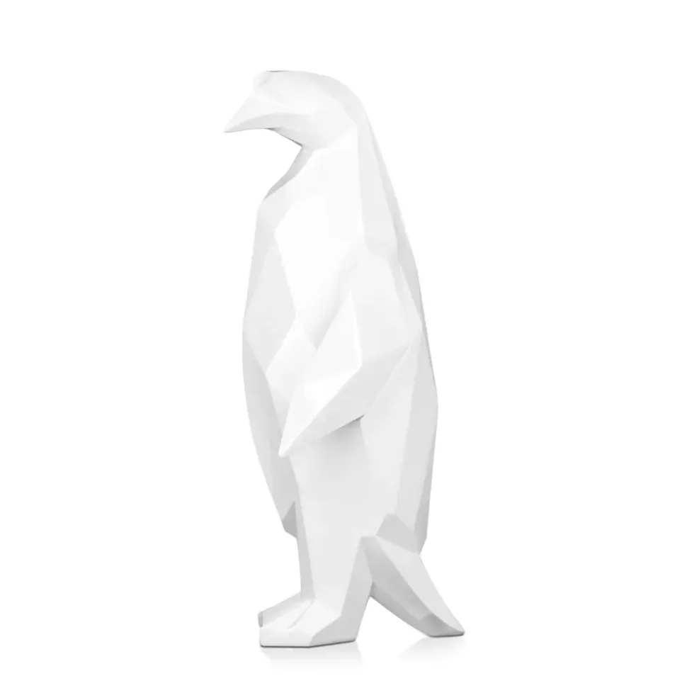 Polygon Penguin 50cm White Resin Indoor Sculpture
