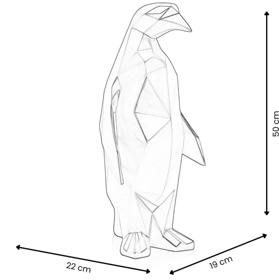 Polygon Penguin 50cm White Resin Indoor Sculpture
