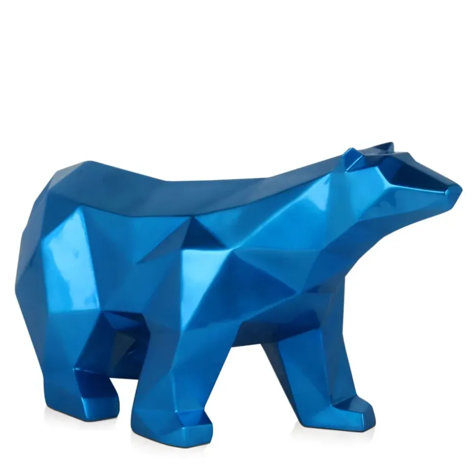 Polygon Polar Bear 25cm Blue Resin Indoor Sculpture
