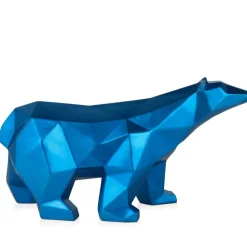 Polygon Polar Bear 25cm Blue Resin Indoor Sculpture