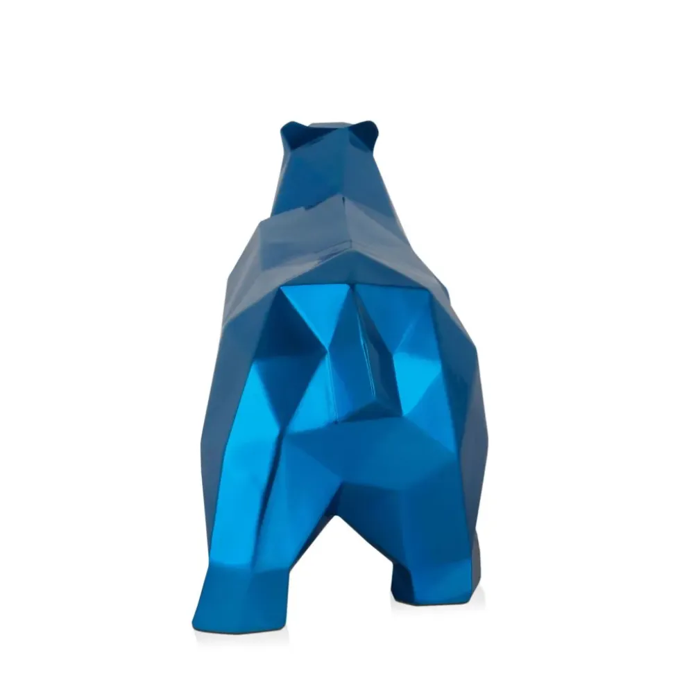 Polygon Polar Bear 25cm Blue Resin Indoor Sculpture