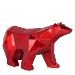 Polygon Polar Bear 25cm Red Resin Indoor Sculpture