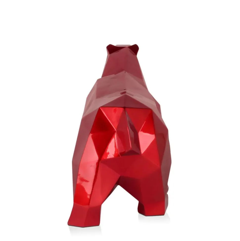 Polygon Polar Bear 25cm Red Resin Indoor Sculpture