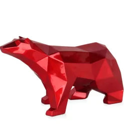 Polygon Polar Bear 25cm Red Resin Indoor Sculpture