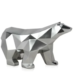 Polygon Polar Bear 25cm Silver Resin Indoor Sculpture