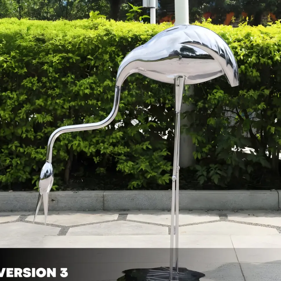 Pure Crane 98cm Silver Metal Garden Sculpture