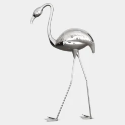 Pure Flamingo 122cm Silver Metal Garden Sculpture