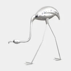 Pure Flamingo 94cm Silver Metal Garden Sculpture