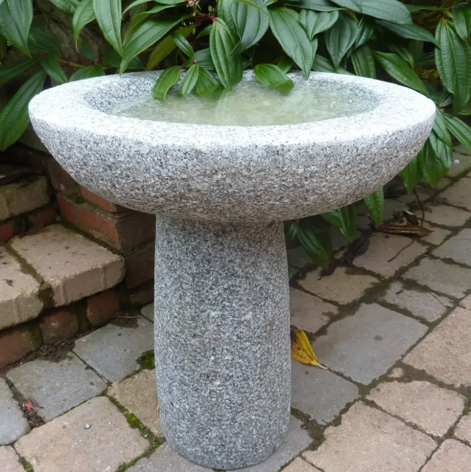 Pure Natural Granite Grey Stone Garden Birdbath