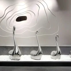 Pure Swan 80cm Silver Metal Indoor Sculpture