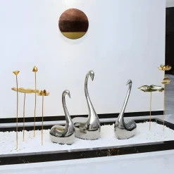 Pure Swan 80cm Silver Metal Indoor Sculpture