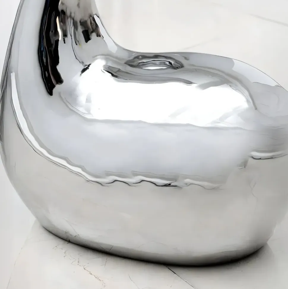 Pure Swan 80cm Silver Metal Indoor Sculpture