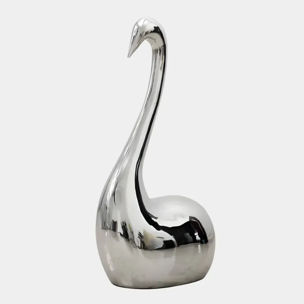 Pure Swan 108cm Silver Metal Indoor Sculpture