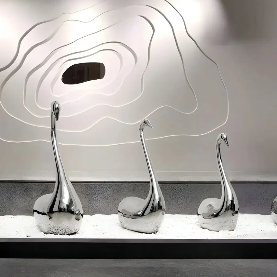 Pure Swan 108cm Silver Metal Indoor Sculpture