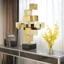 Quantum Cubes 88cm Gold Metal Indoor Sculpture