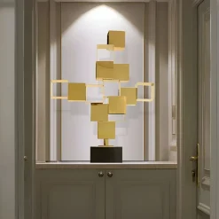Quantum Cubes 88cm Gold Metal Indoor Sculpture