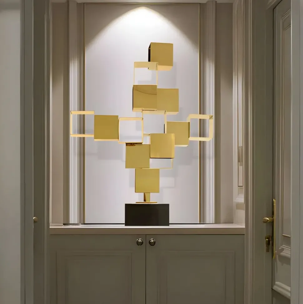 Quantum Cubes 88cm Gold Metal Indoor Sculpture