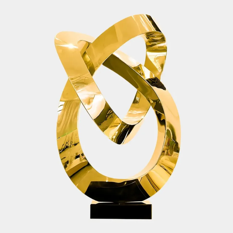 Quantum Helix 88cm Gold Metal Indoor Sculpture