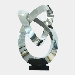 Quantum Helix 88cm Silver Metal Indoor Sculpture