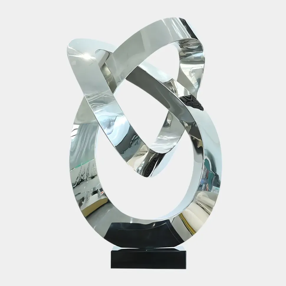 Quantum Helix 88cm Silver Metal Indoor Sculpture