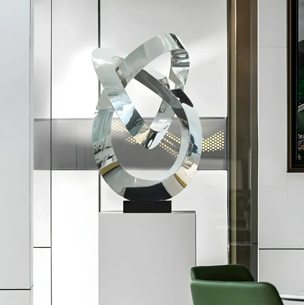 Quantum Helix 88cm Silver Metal Indoor Sculpture