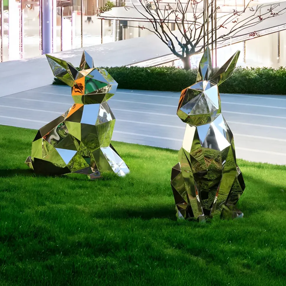 Rabbit 57cm Geometric Metal Garden Sculpture