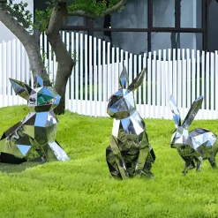 Rabbit 57cm Geometric Metal Garden Sculpture