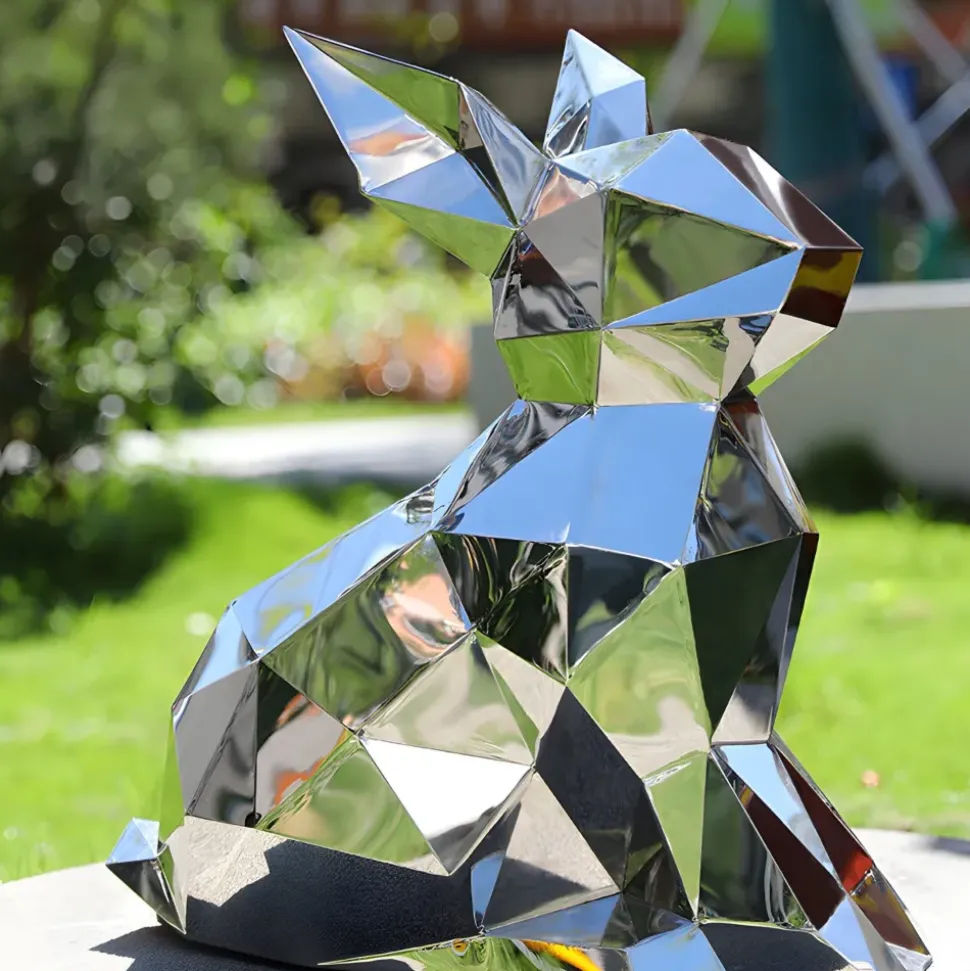 Rabbit 57cm Geometric Metal Garden Sculpture