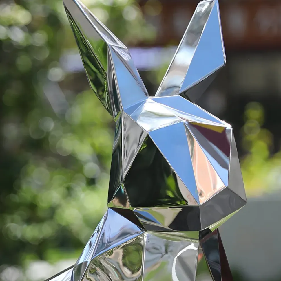 Rabbit 57cm Geometric Metal Garden Sculpture